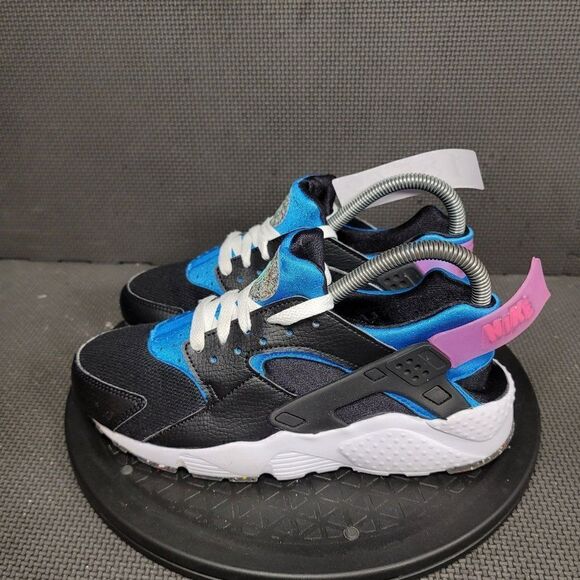 Nike Huarache Run Shoes Youth Sz 6 Black Blue Trainers Sneakers - Picture 3 of 9